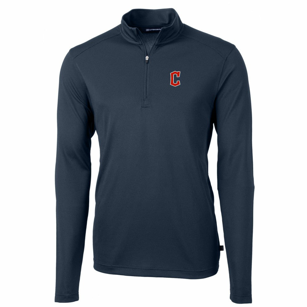 Cleveland Guardians Cutter & Buck Virtue Eco Pique Recycled Quarter-Zip Pullover Top - MLB