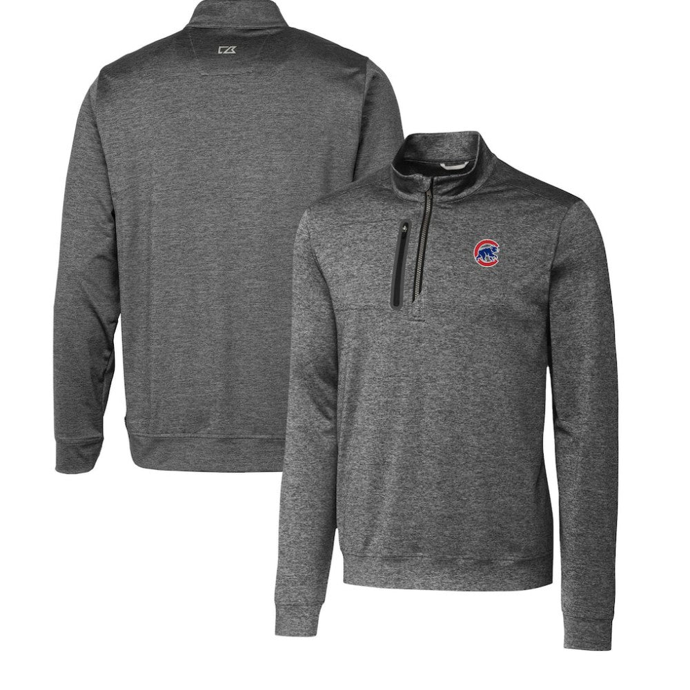 Chicago Cubs Cutter & Buck Stealth Heathered Quarter-Zip Pullover Top - MLB
