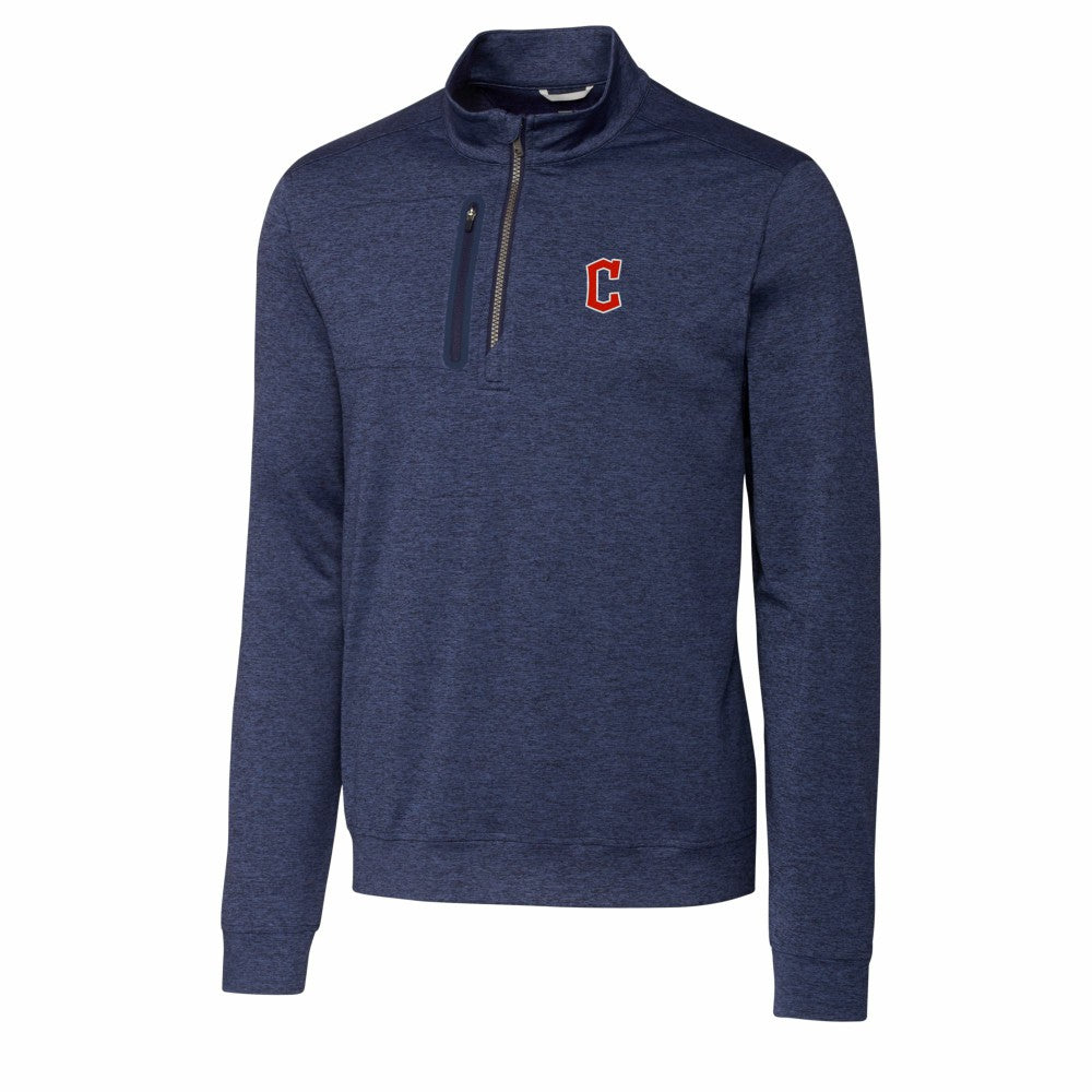 Cleveland Guardians Cutter & Buck Stealth Heathered Quarter-Zip Pullover Top - MLB