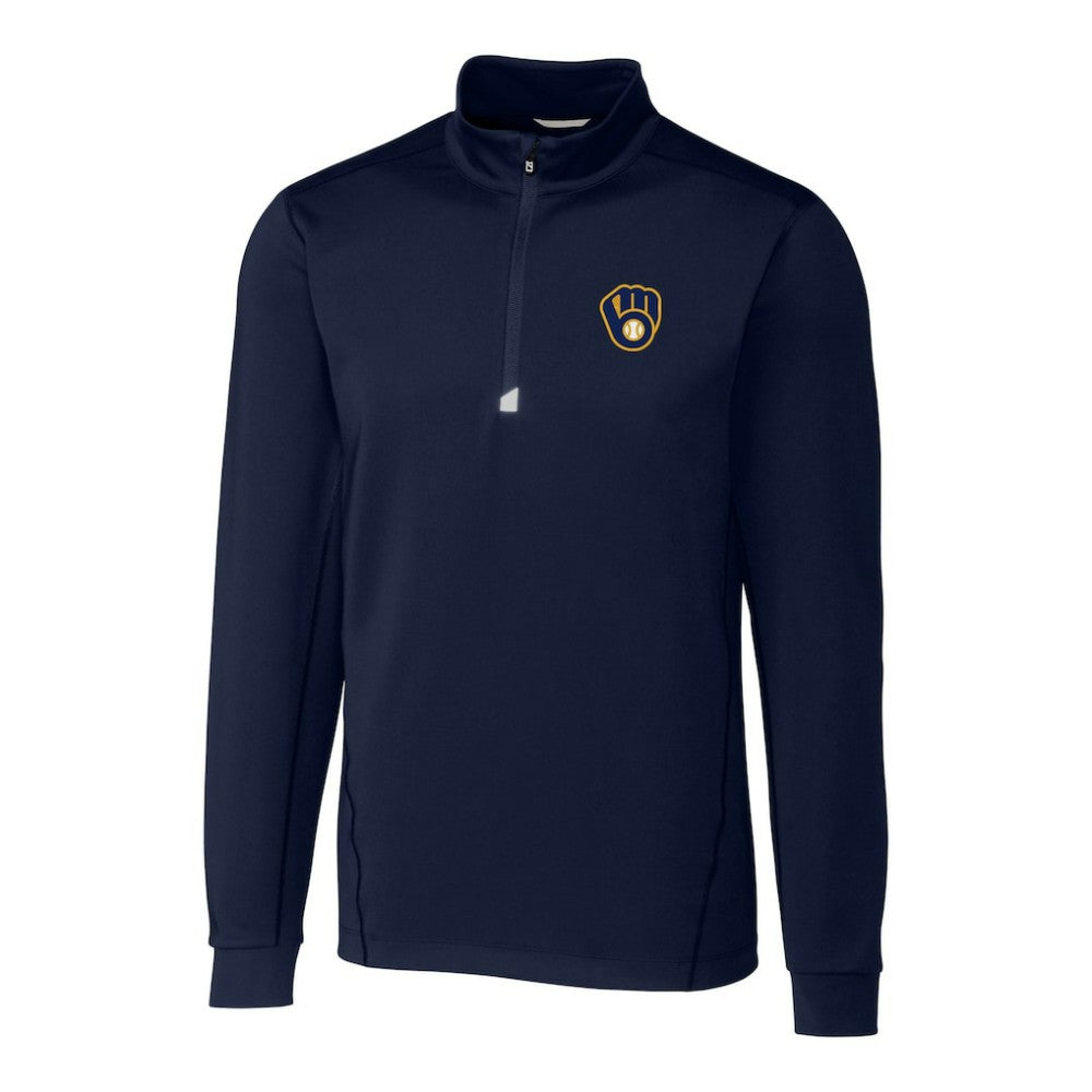 Milwaukee Brewers Cutter & Buck Big & Tall Traverse Stretch Quarter-Zip Pullover Top - MLB