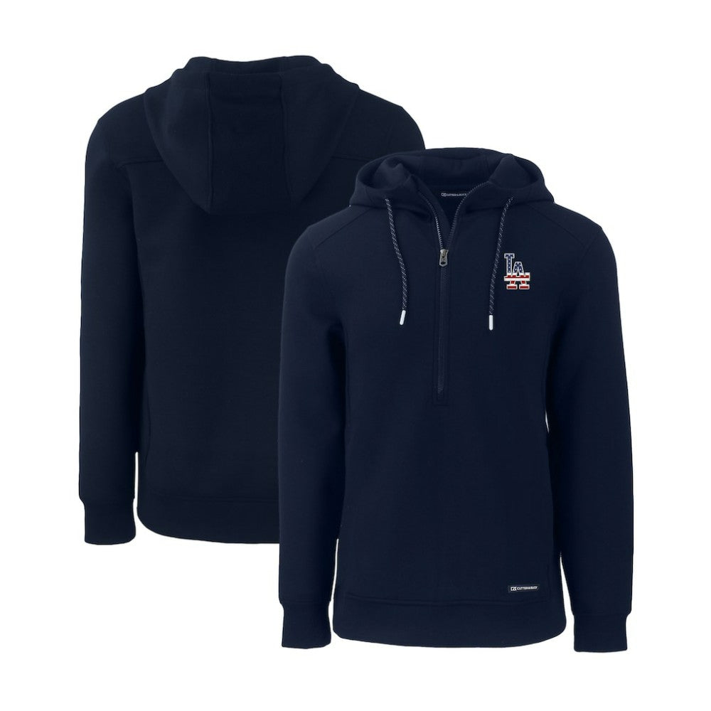 Los Angeles Dodgers Cutter & Buck Stars & Stripes Roam Eco Half-Zip Recycled Pullover Hoodie - MLB