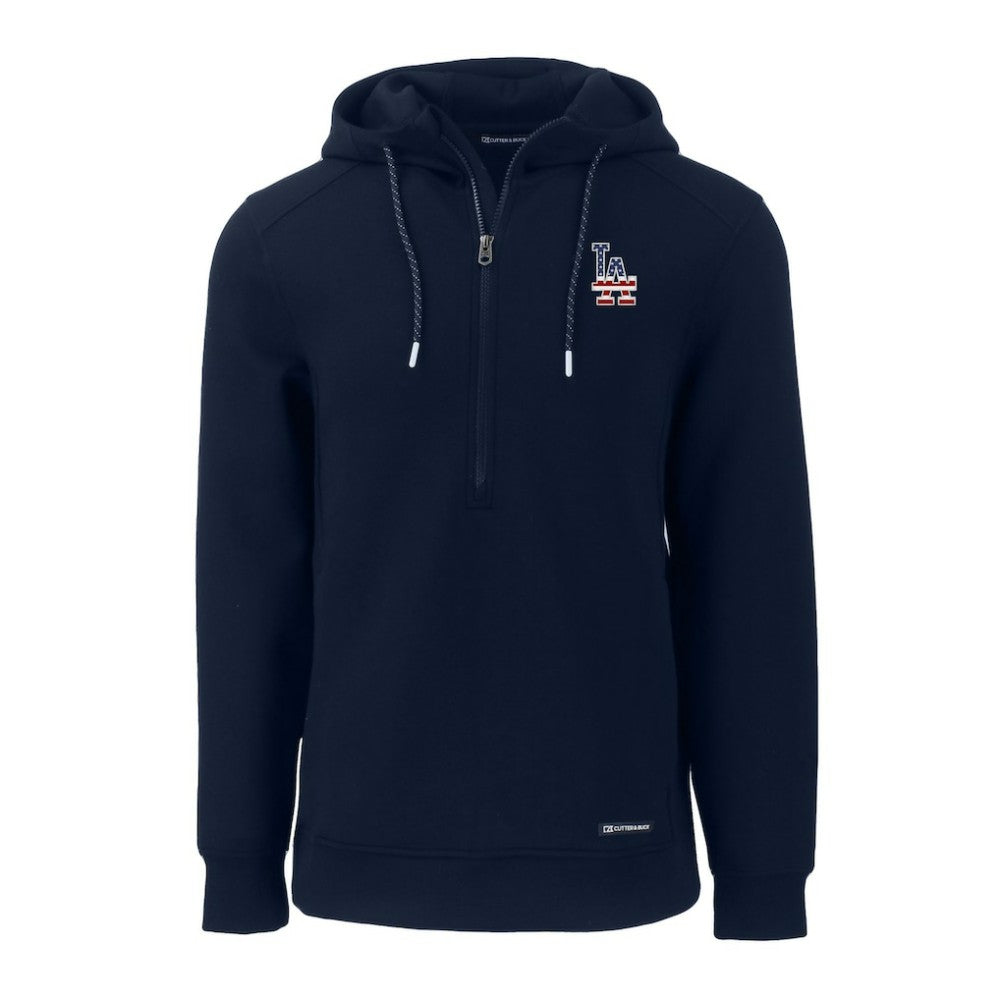Los Angeles Dodgers Cutter & Buck Stars & Stripes Roam Eco Half-Zip Recycled Pullover Hoodie - MLB