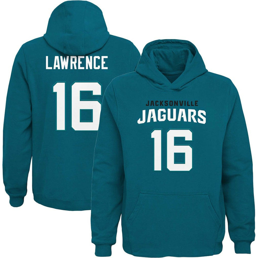 Trevor Lawrence Jacksonville Jaguars Youth Mainliner Player Name & Number Pullover Hoodie Teal | NFL