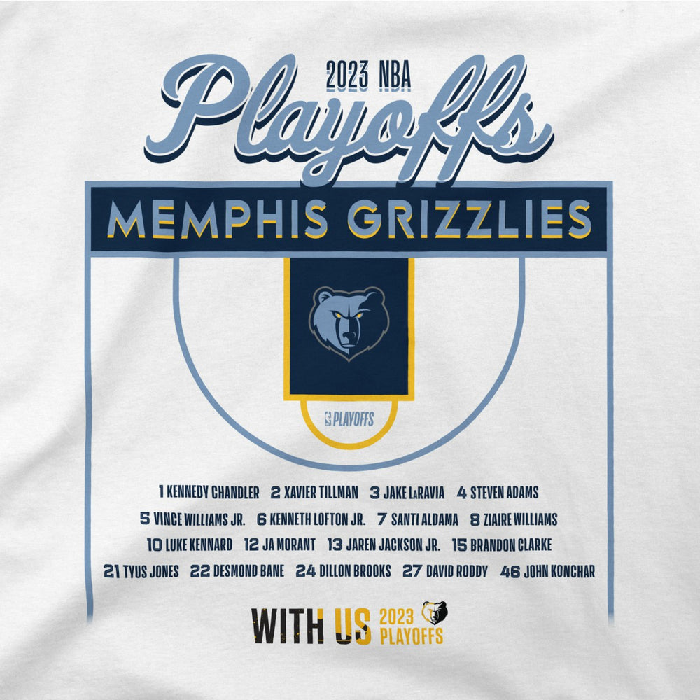 Memphis Grizzlies Stadium Essentials Unisex 2023 NBA Playoffs Roster T-Shirt White - NBA