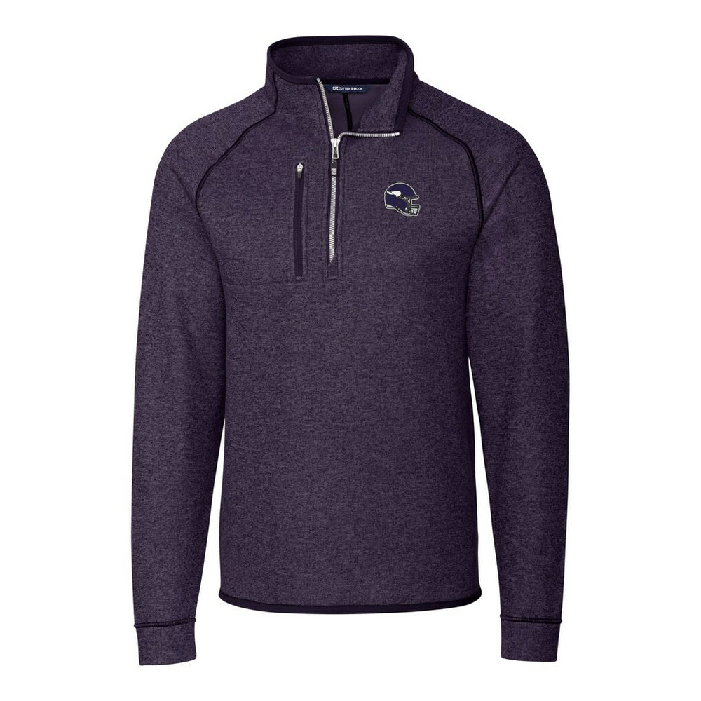 Minnesota Vikings Cutter & Buck Helmet Mainsail Sweater-Knit Half-Zip Pullover Jacket Purple | NFL