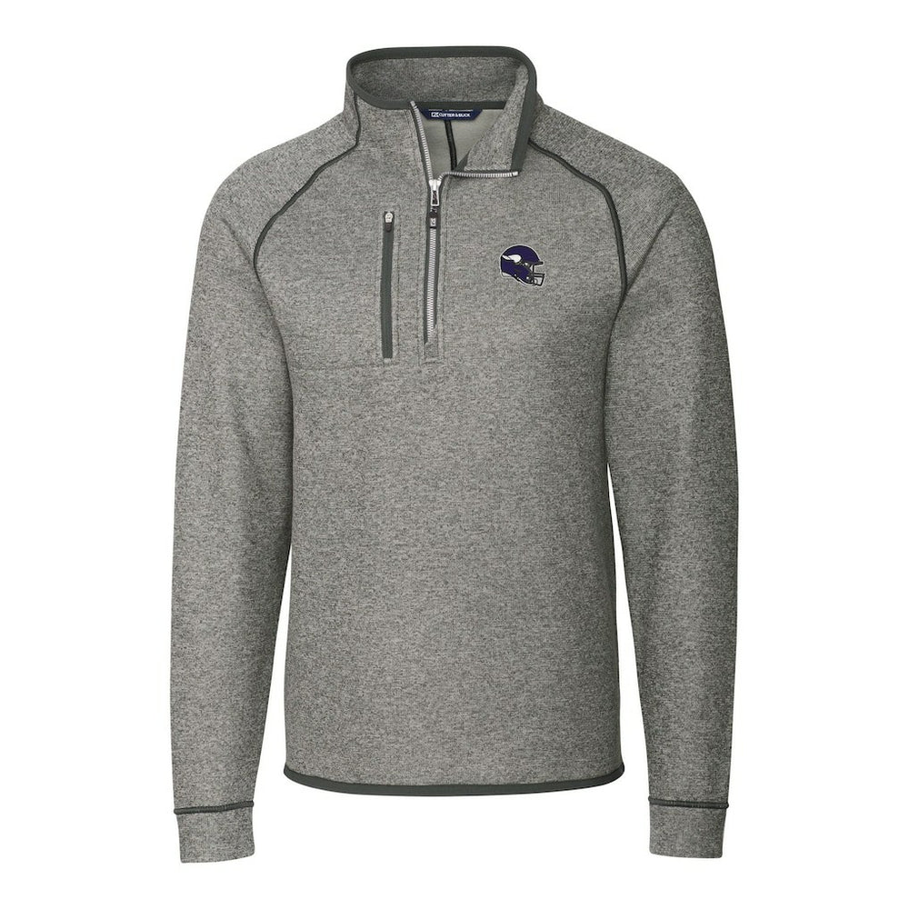 Minnesota Vikings Cutter & Buck Helmet Mainsail Sweater-Knit Half-Zip Pullover Jacket Silver | NFL
