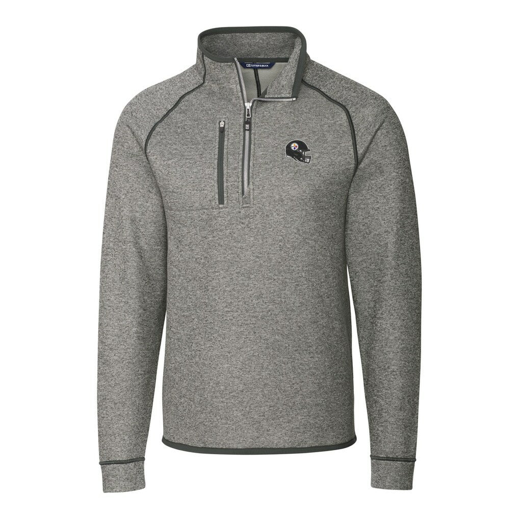 Pittsburgh Steelers Cutter & Buck Helmet Mainsail Sweater-Knit Half-Zip Pullover Jacket Silver | NFL