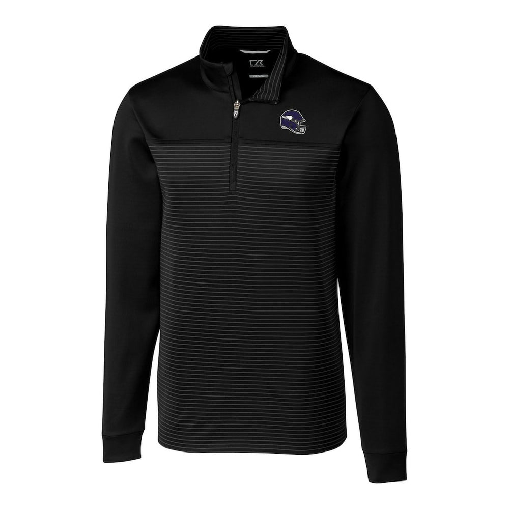 Minnesota Vikings Cutter & Buck Traverse Stripe Stretch Quarter-Zip Pullover Top Black | NFL