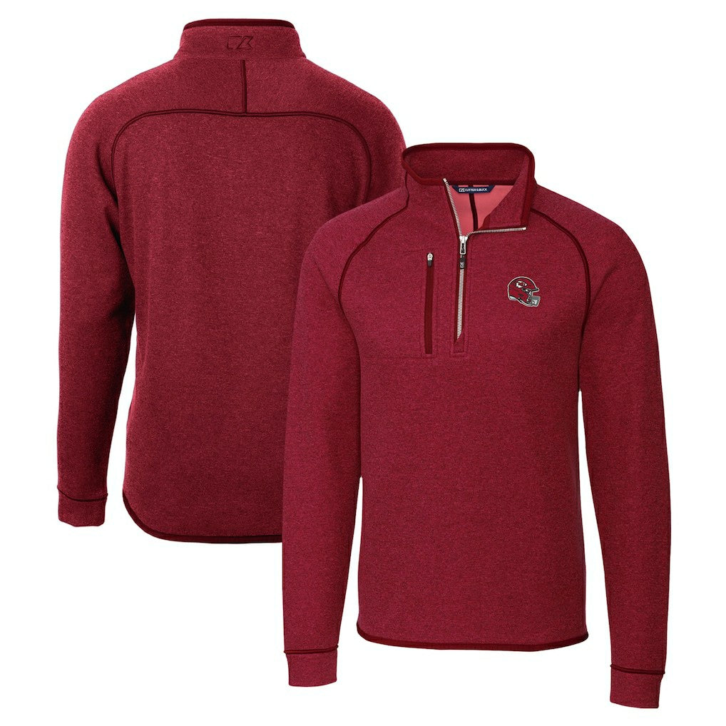 Kansas City Chiefs Cutter & Buck Helmet Mainsail Sweater-Knit Half-Zip Pullover Jacket Red | NFL