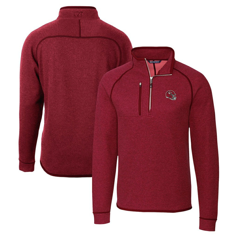 Kansas City Chiefs Cutter & Buck Helmet Mainsail Sweater-Knit Half-Zip Pullover Jacket Red | NFL