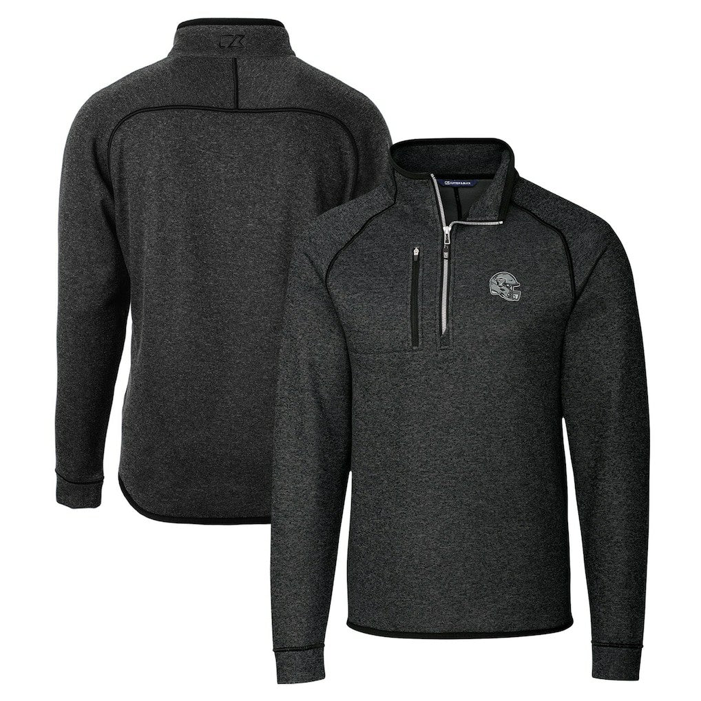 Las Vegas Raiders Cutter & Buck Helmet Mainsail Sweater-Knit Half-Zip Pullover Jacket Charcoal | NFL