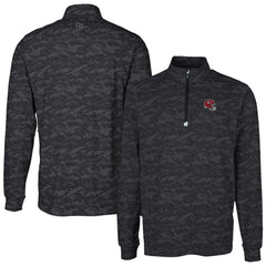 Kansas City Chiefs Cutter & Buck Helmet Traverse Camo Print Stretch Quarter-Zip Pullover Top Black | NFL