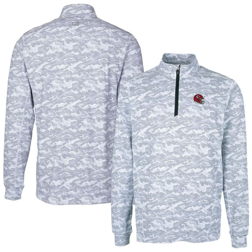 Kansas City Chiefs Cutter & Buck Helmet Traverse Camo Print Stretch Quarter-Zip Pullover Top Charcoal | NFL