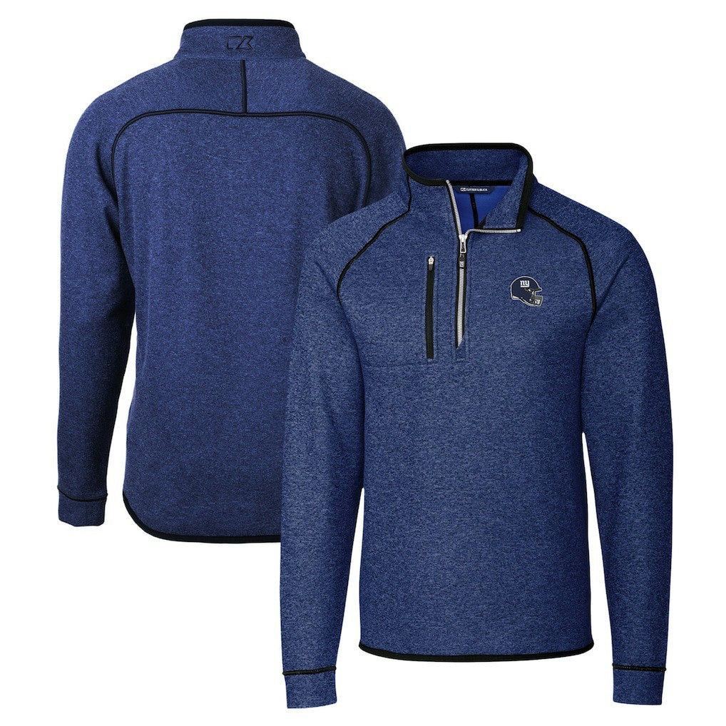 New York Giants Cutter & Buck Helmet Mainsail Sweater-Knit Half-Zip Pullover Jacket Blue | NFL