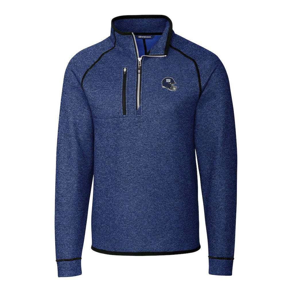 New York Giants Cutter & Buck Helmet Mainsail Sweater-Knit Half-Zip Pullover Jacket Blue | NFL