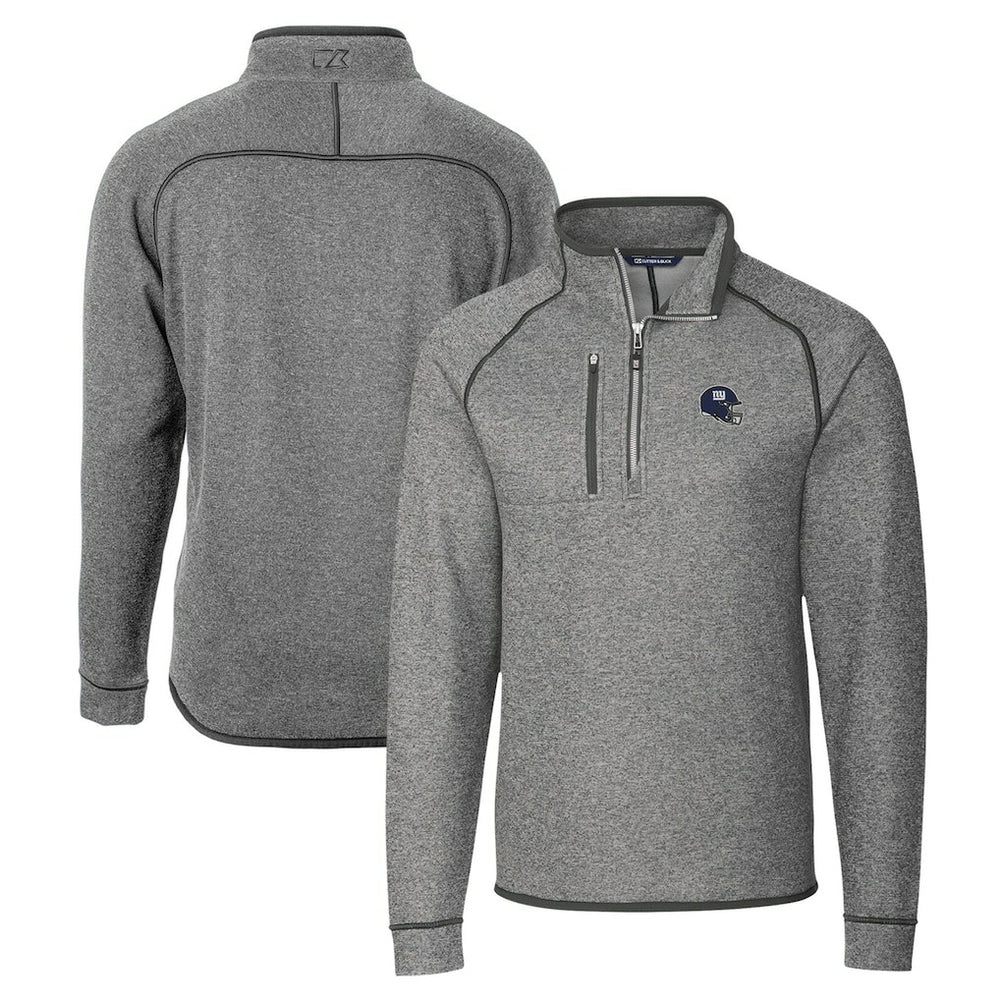 New York Giants Cutter & Buck Helmet Mainsail Sweater-Knit Half-Zip Pullover Jacket Silver | NFL