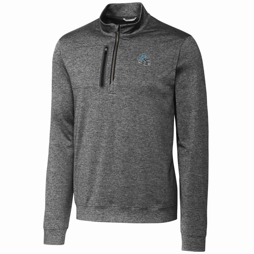 Detroit Lions Cutter & Buck Helmet Stealth Heathered Quarter-Zip Pullover Top Gray | NFL