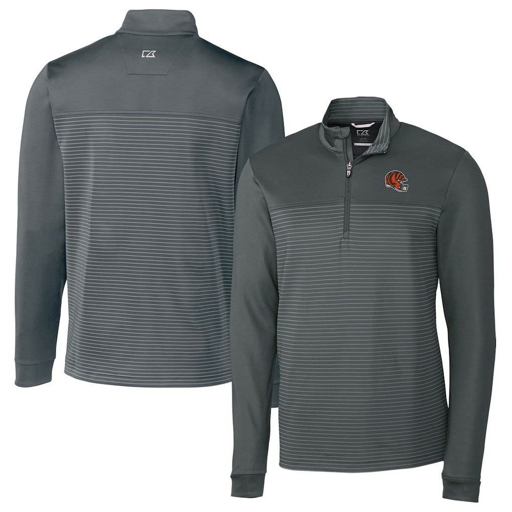 Cincinnati Bengals Cutter & Buck Traverse Stripe Stretch Quarter-Zip Pullover Top Gray | NFL