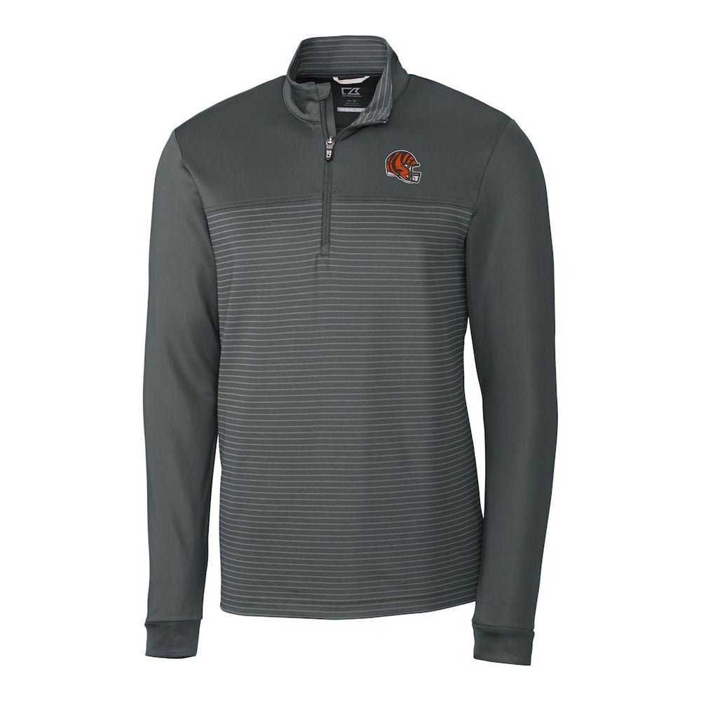 Cincinnati Bengals Cutter & Buck Traverse Stripe Stretch Quarter-Zip Pullover Top Gray | NFL