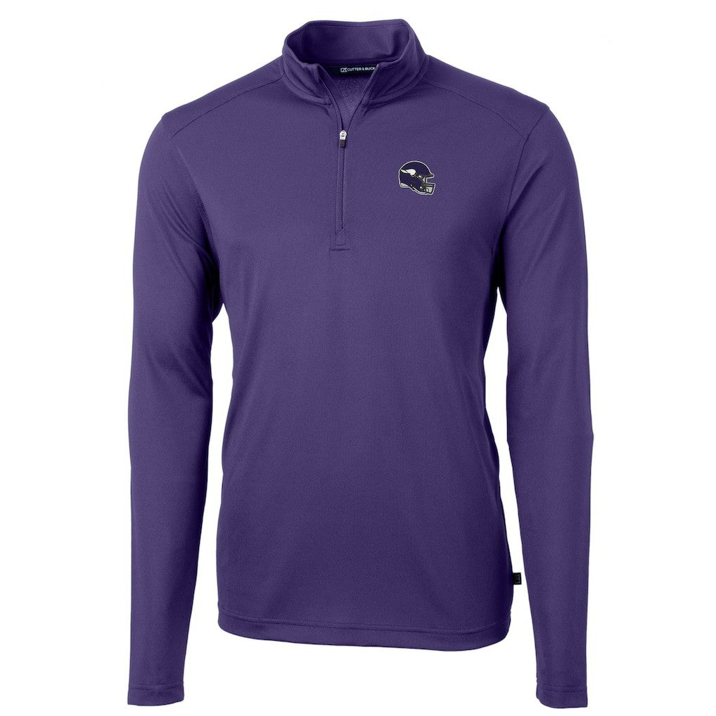 Minnesota Vikings Cutter & Buck Helmet Virtue Eco Pique Recycled Quarter-Zip Pullover Top Purple | NFL