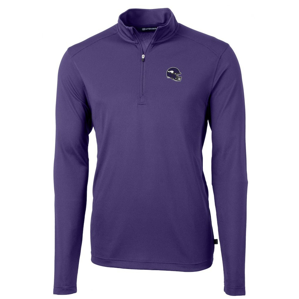 Minnesota Vikings Cutter & Buck Helmet Virtue Eco Pique Recycled Quarter-Zip Pullover Top Purple | NFL