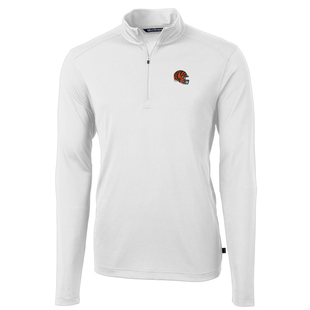 Cincinnati Bengals Cutter & Buck Helmet Virtue Eco Pique Recycled Quarter-Zip Pullover Top White | NFL