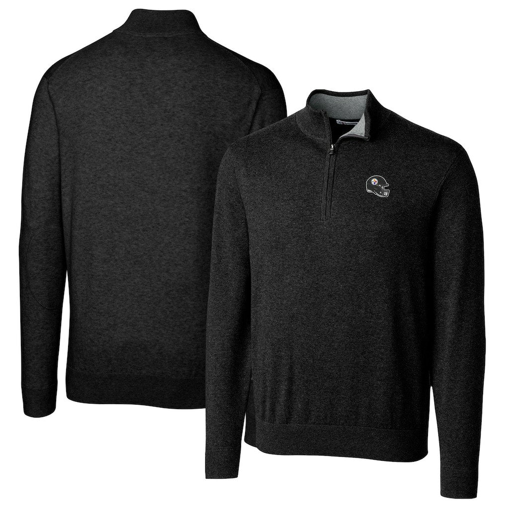 Pittsburgh Steelers Cutter & Buck Helmet Lakemont Tri-Blend Quarter-Zip Pullover Sweater Black | NFL