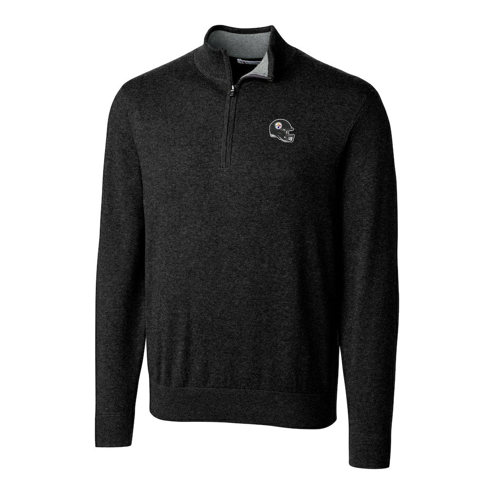 Pittsburgh Steelers Cutter & Buck Helmet Lakemont Tri-Blend Quarter-Zip Pullover Sweater Black | NFL