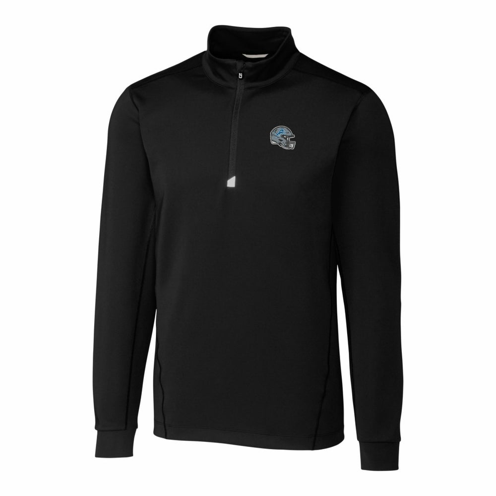 Detroit Lions Cutter & Buck Helmet Traverse Stretch Quarter-Zip Pullover Top Black | NFL