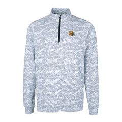 Green Bay Packers Cutter & Buck Helmet Traverse Camo Print Stretch Quarter-Zip Pullover Top Charcoal | NFL