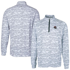 Tampa Bay Buccaneers Cutter & Buck Helmet Traverse Camo Print Stretch Quarter-Zip Pullover Top Charcoal | NFL