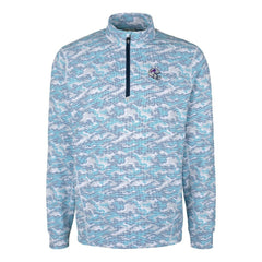 Buffalo Bills Cutter & Buck Helmet Traverse Camo Print Stretch Quarter-Zip Pullover Top Light Blue | NFL