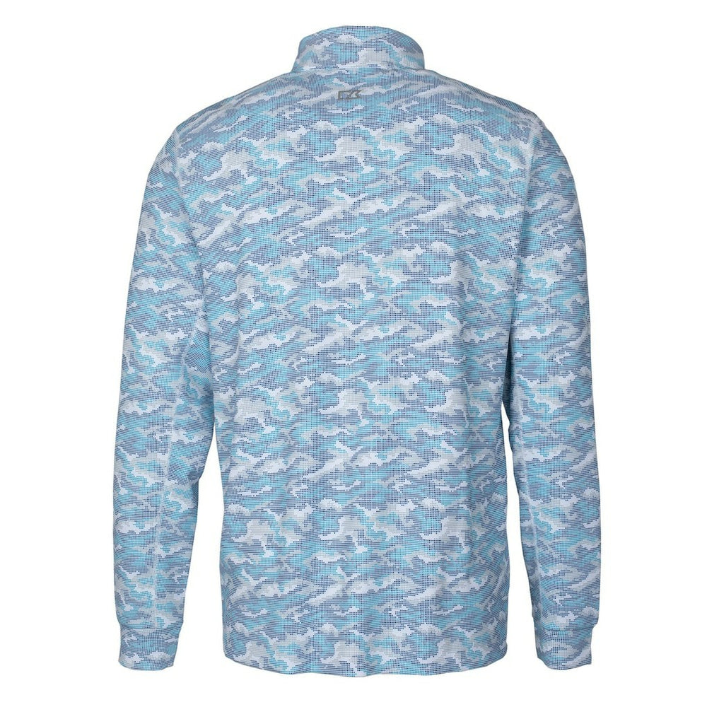 Buffalo Bills Cutter & Buck Helmet Traverse Camo Print Stretch Quarter-Zip Pullover Top Light Blue | NFL