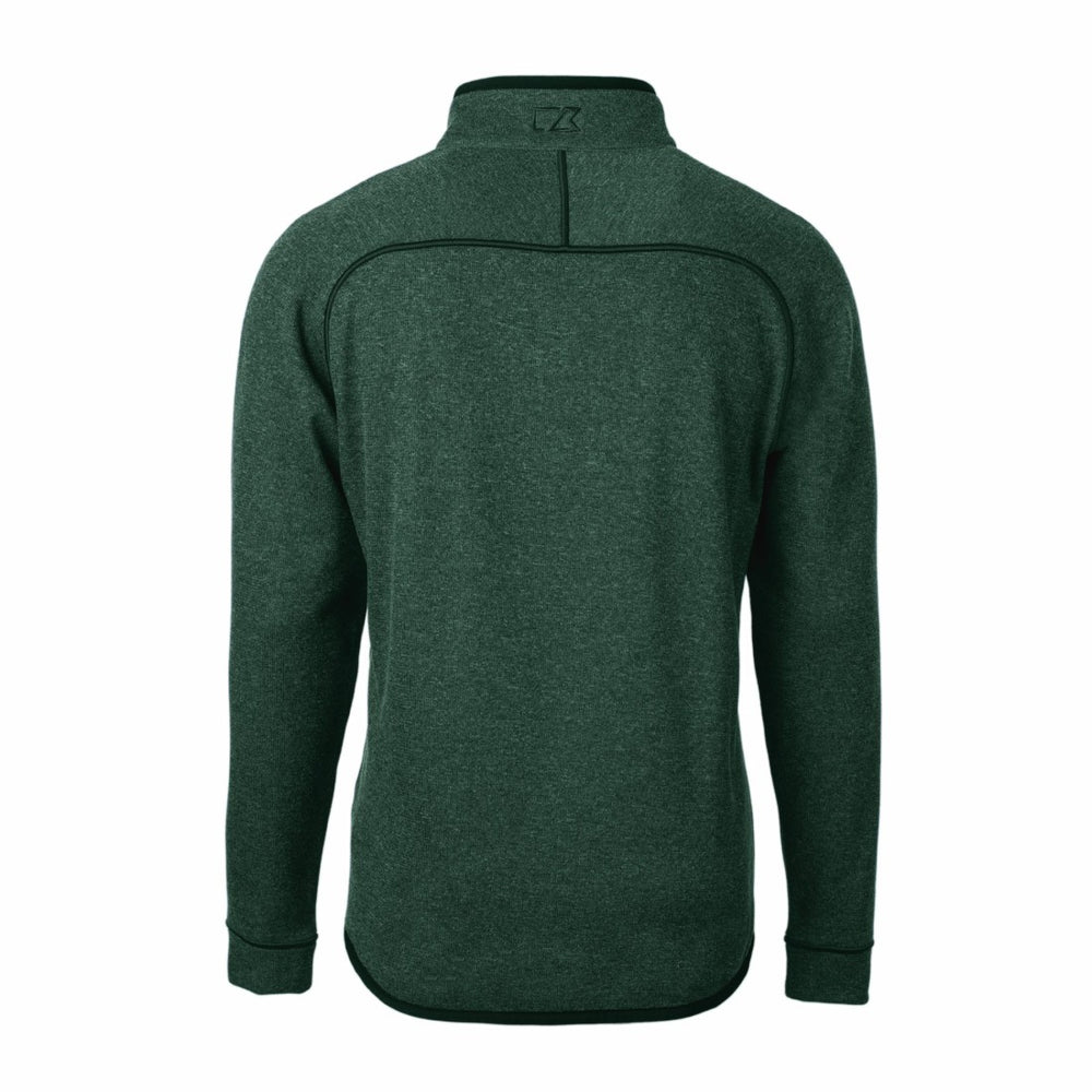 Green Bay Packers Cutter & Buck Helmet Mainsail Sweater-Knit Half-Zip Pullover Jacket Hunter Green | NFL