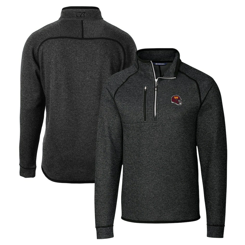 Washington Commanders Cutter & Buck Helmet Mainsail Sweater-Knit Half-Zip Pullover Jacket Charcoal | NFL