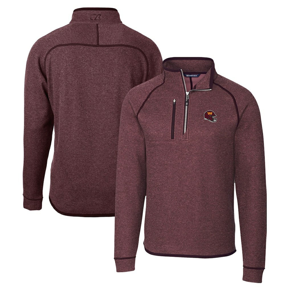 Washington Commanders Cutter & Buck Helmet Mainsail Sweater-Knit Half-Zip Pullover Jacket Burgundy | NFL