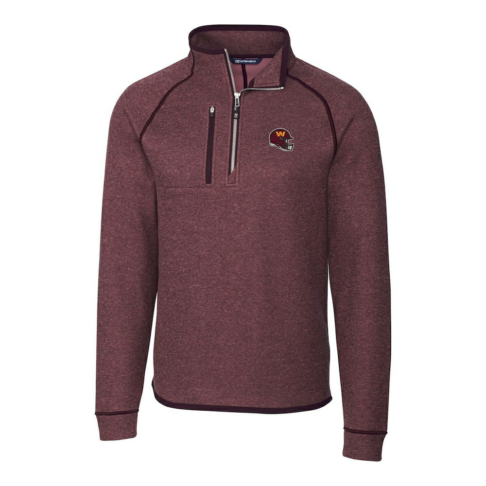 Washington Commanders Cutter & Buck Helmet Mainsail Sweater-Knit Half-Zip Pullover Jacket Burgundy | NFL