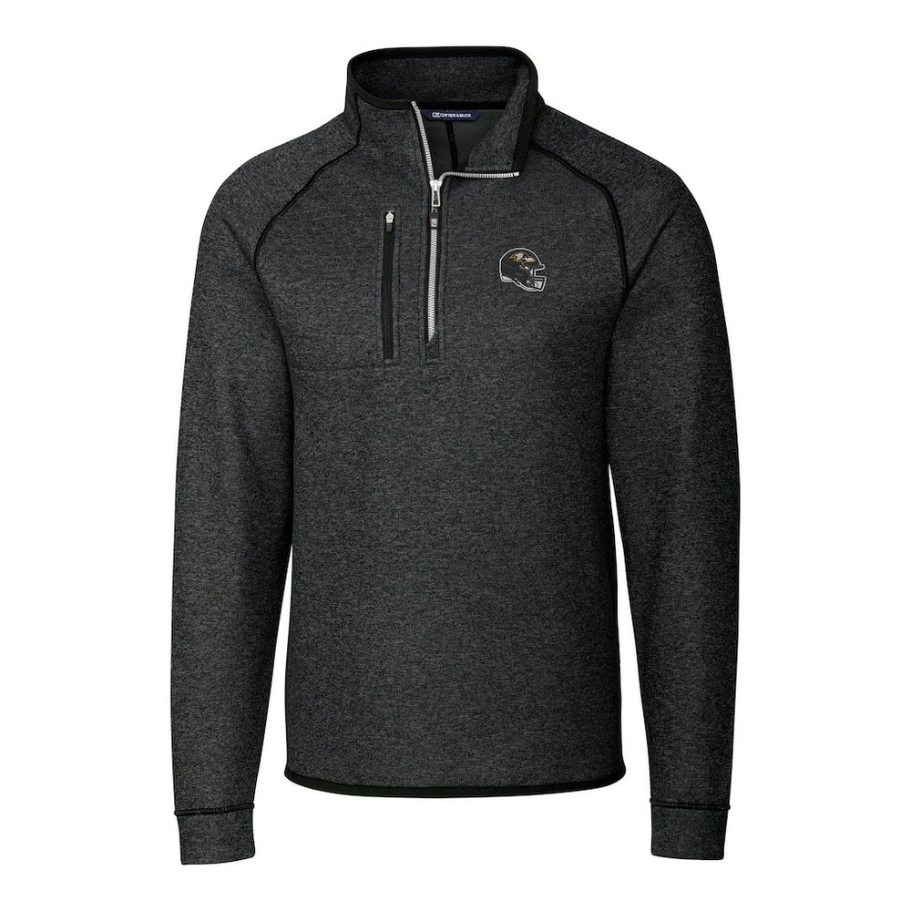 Baltimore Ravens Cutter & Buck Helmet Mainsail Sweater-Knit Half-Zip Pullover Jacket Charcoal | NFL