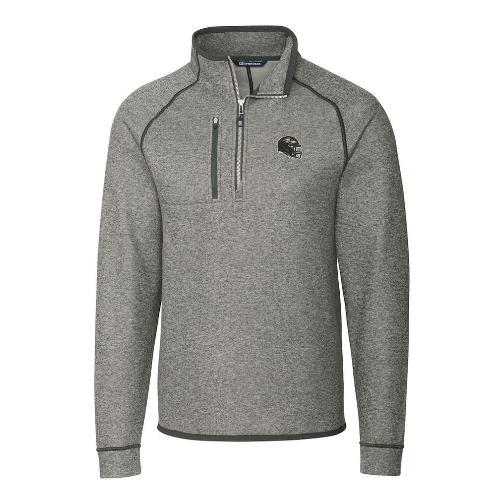 Baltimore Ravens Cutter & Buck Helmet Mainsail Sweater-Knit Half-Zip Pullover Jacket Silver | NFL