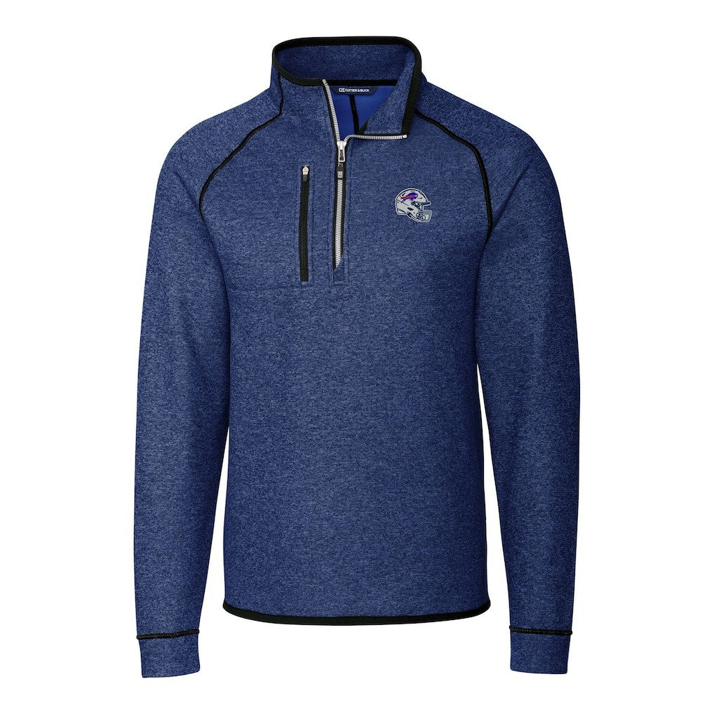 Buffalo Bills Cutter & Buck Helmet Mainsail Sweater-Knit Half-Zip Pullover Jacket Blue | NFL