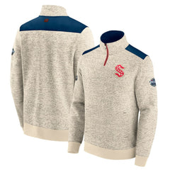 Seattle Kraken Fanatics 2024 NHL Winter Classic Authentic Pro Fleece Quarter-Zip Pullover Top - Deep Sea Blue/Cream - NHL