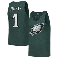Jalen Hurts Philadelphia Eagles Majestic Threads Name & Number Tri-Blend Tank Top Green | NFL