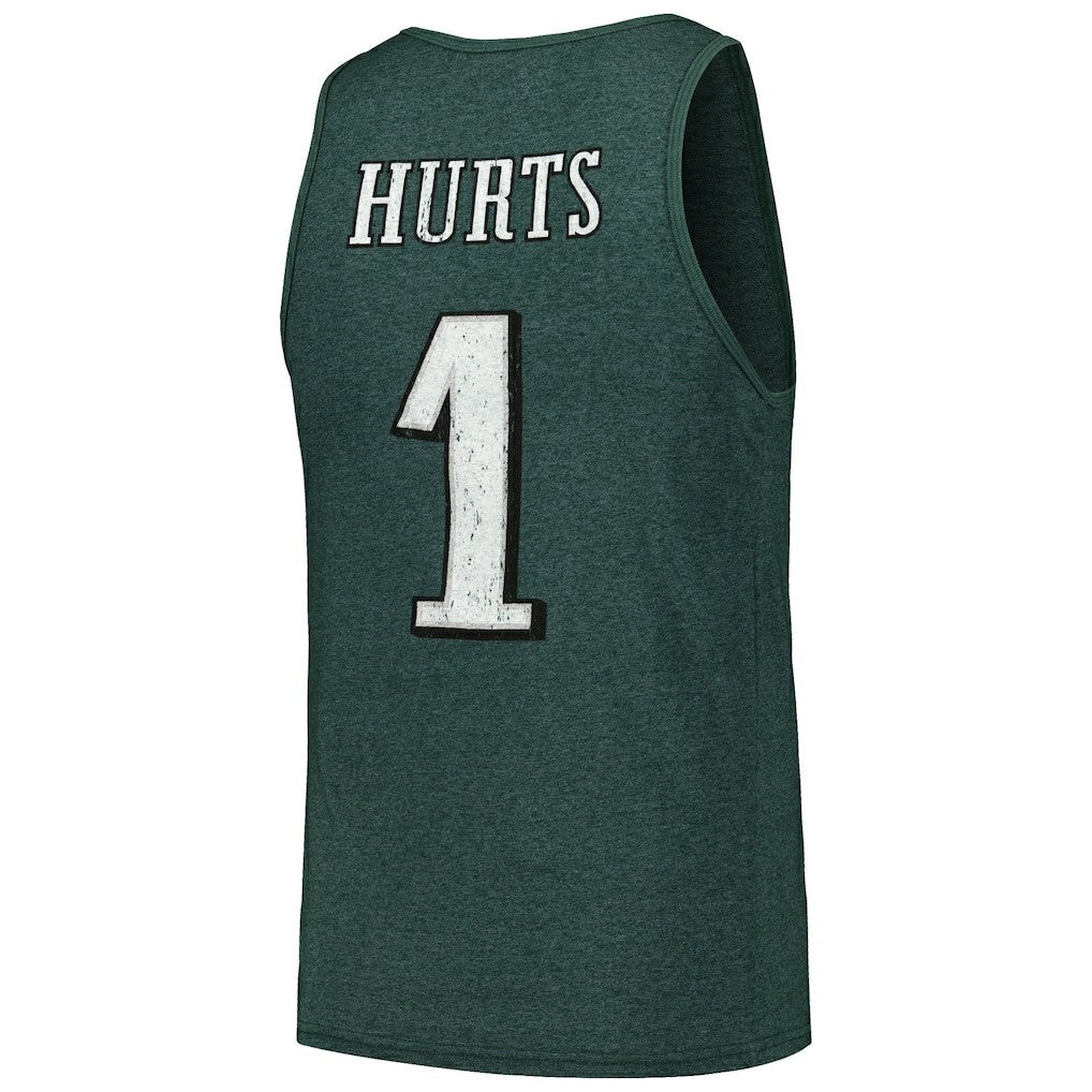Jalen Hurts Philadelphia Eagles Majestic Threads Name & Number Tri-Blend Tank Top Green | NFL
