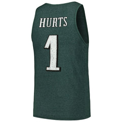Jalen Hurts Philadelphia Eagles Majestic Threads Name & Number Tri-Blend Tank Top Green | NFL