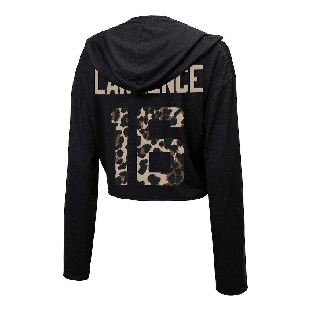Trevor Lawrence Jacksonville Jaguars Majestic Threads Women's Leopard Player Name & Number Long Sleeve Cropped Hoodie Black | NFL
