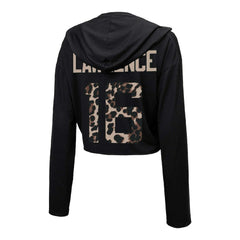 Trevor Lawrence Jacksonville Jaguars Majestic Threads Women's Leopard Player Name & Number Long Sleeve Cropped Hoodie Black | NFL
