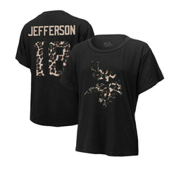 Justin Jefferson Minnesota Vikings Majestic Threads Women's Leopard Player Name & Number T-Shirt Black | NFL