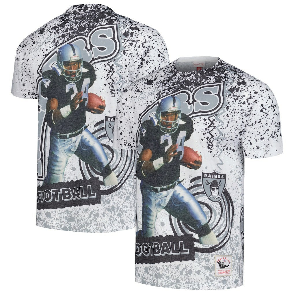 Bo Jackson Las Vegas Raiders Retired Player Name & Number Burst T-Shirt White | Mitchell & Ness