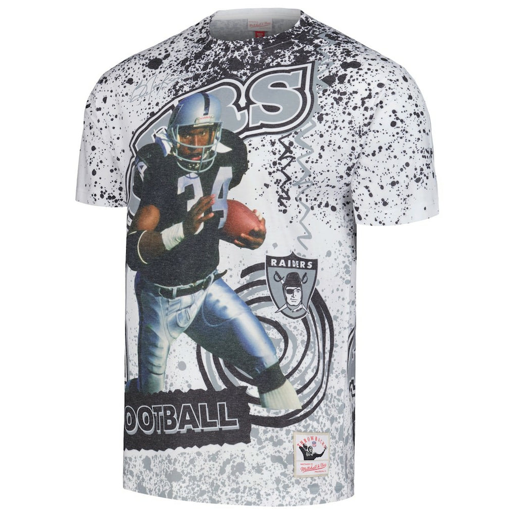 Bo Jackson Las Vegas Raiders Retired Player Name & Number Burst T-Shirt White | Mitchell & Ness