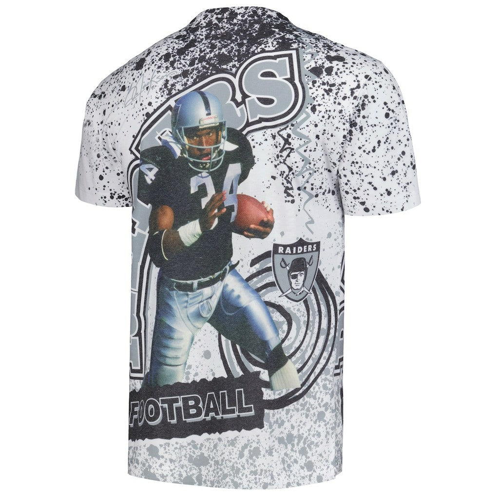 Bo Jackson Las Vegas Raiders Retired Player Name & Number Burst T-Shirt White | Mitchell & Ness